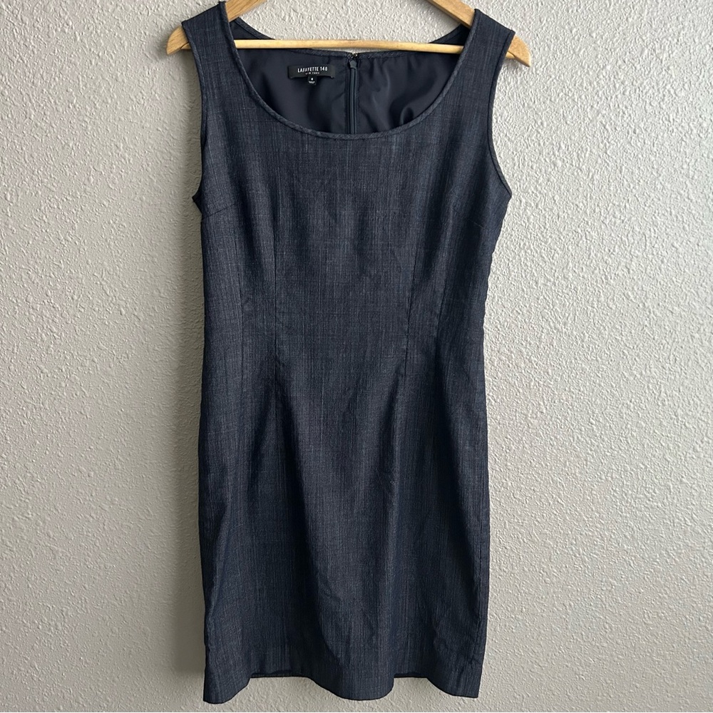 Lafayette 148 New York Sleeveless‎ Virgin Wool Blend Scoop Neck Sheath dress